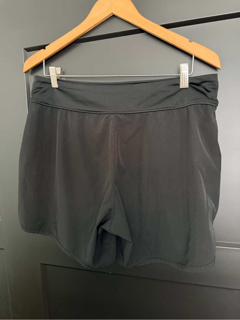 Hang Ten Quick Dry Swim Boardshort Athletic Running Shorts Black Zip Pocket L